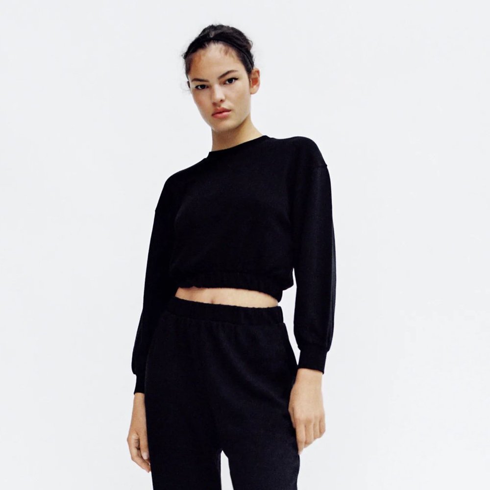 SOLD! ZARA Cropped Sweatshirt - Picture 2 of 8